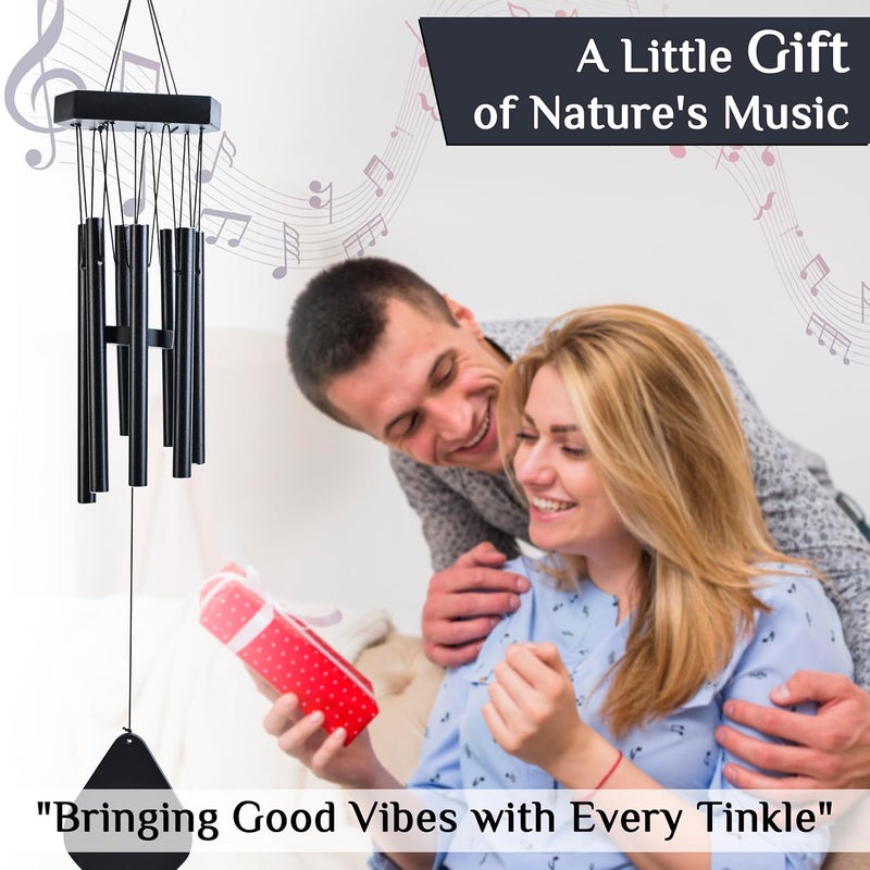 ZAICUS Wind Chime for Balcony & Home Decor | 25 Inch Black Metal Hanging Chimes for Garden, Outdoor & Indoor Use | Decorative Birthday Gift Showpiece - Image 3