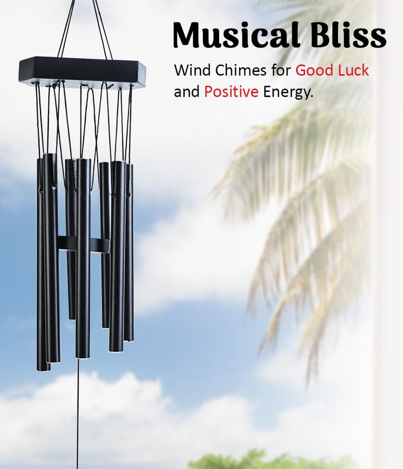 ZAICUS Wind Chime for Balcony & Home Decor | 25 Inch Black Metal Hanging Chimes for Garden, Outdoor & Indoor Use | Decorative Birthday Gift Showpiece - Image 2