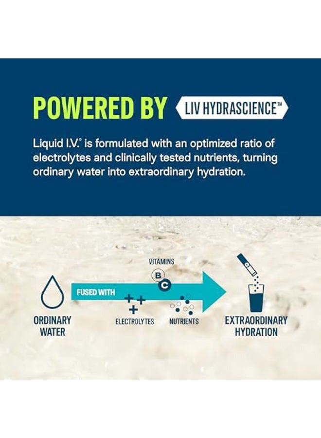 Liquid I.V. ® مضاعف الترطيب خالي من السكر + طاقة - ليمون التوت الأسود | مسحوق مشروب إلكتروليت | 1 عبوة (14 حصة) - Image 3