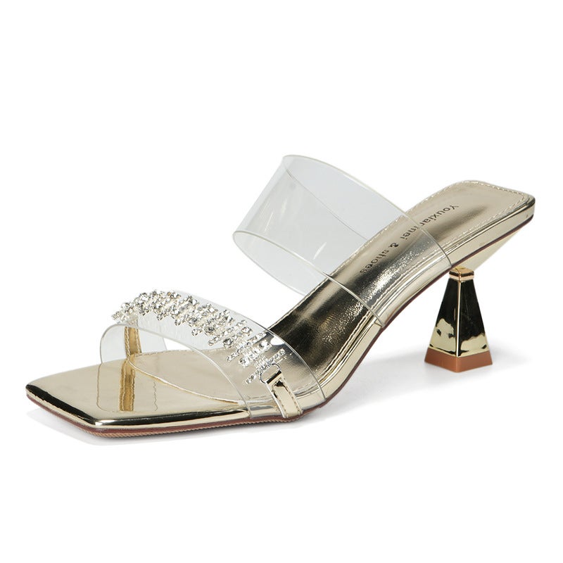Sandals Square Toe Party Silver Women's Shoes - Image 1