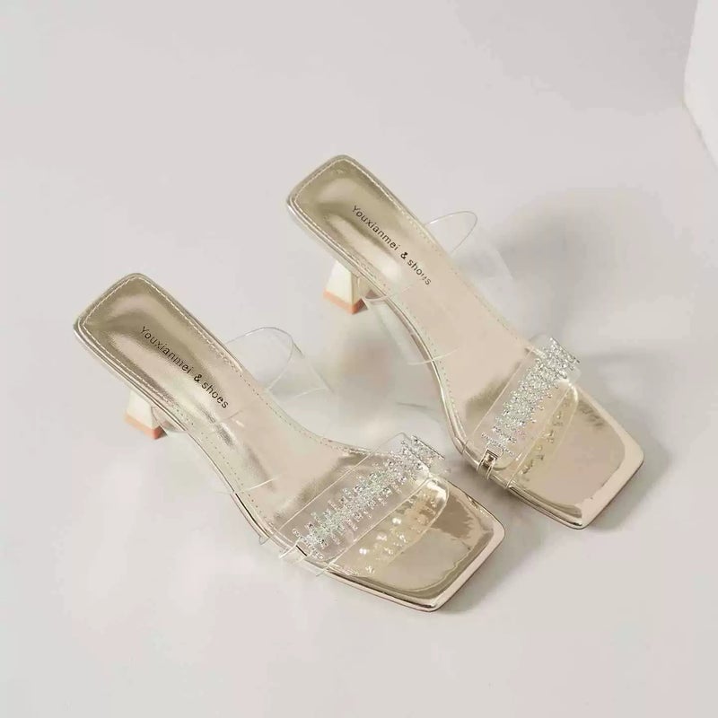 Sandals Square Toe Party Silver Women's Shoes - Image 5