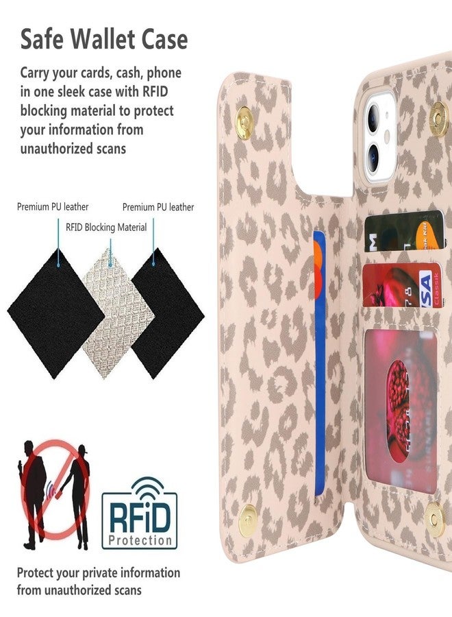 iCoverCase Compatible with iPhone 11 Case with Card Holder, Wallet Phone Case for Women Men RFID Blocking PU Leather Protective Case 6.1 Inch (Beige Leopard) - Image 4