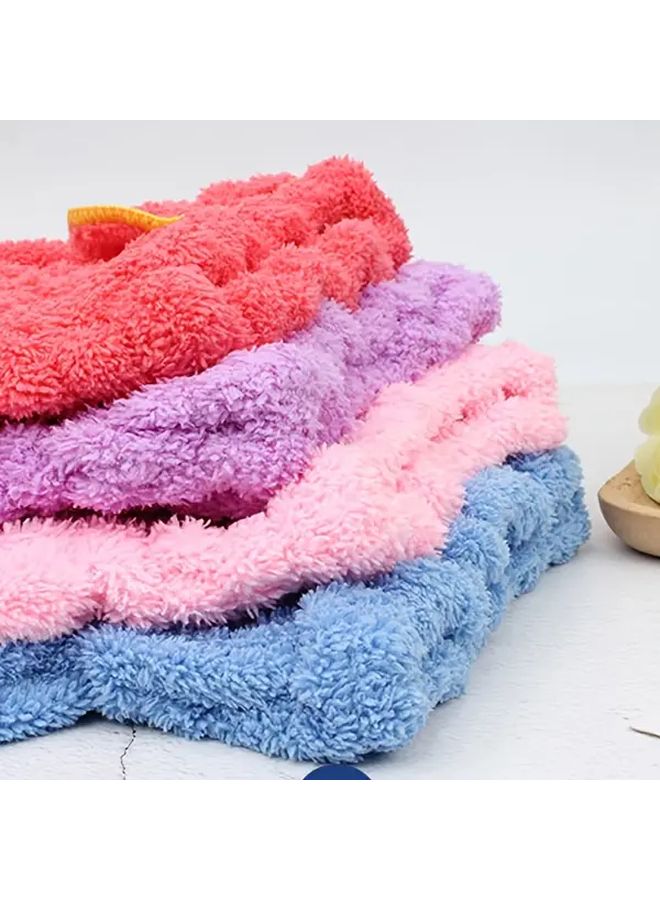 Quick Dry Hair Towel Super Absorbent Thickened Bath Cap Heart Shaped Elastic Bands Soft Polyester Random Color - Image 4
