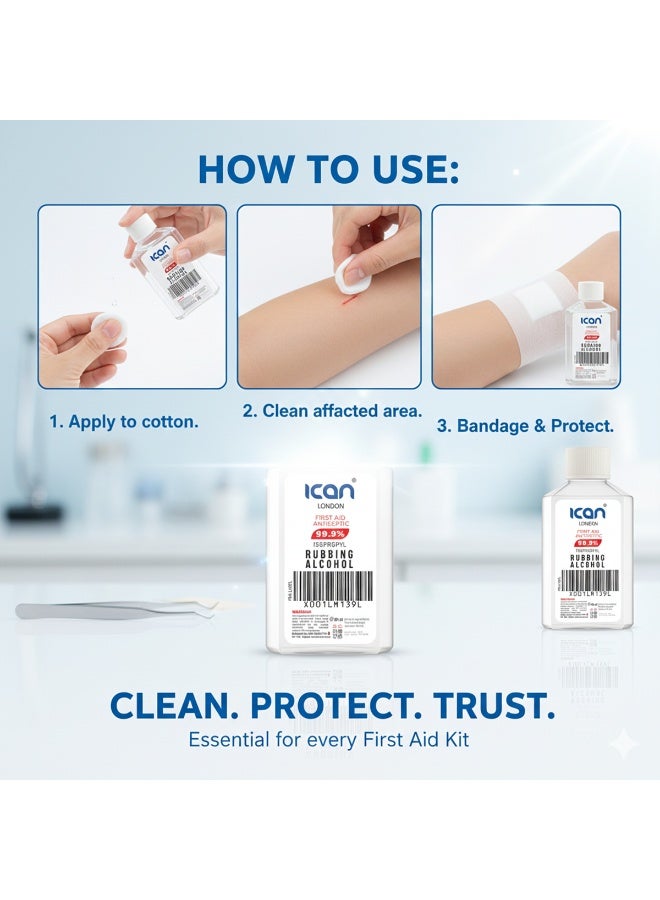 آي كان لندن كحول أيزوبروبيل طبي من آيكان لندن، 99.9%، 50 مل - مطهر ومعقم للإسعافات الأولية، حجم مناسب للسفر - Image 5