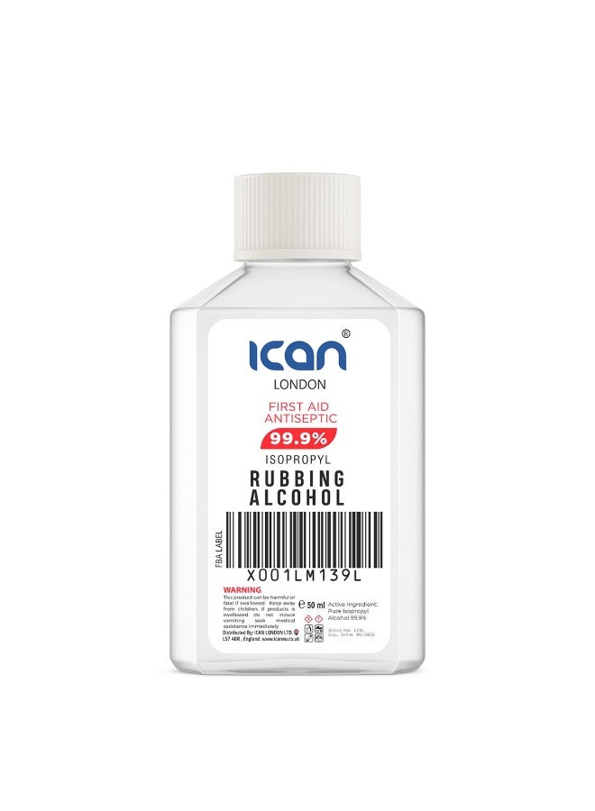 آي كان لندن كحول أيزوبروبيل طبي من آيكان لندن، 99.9%، 50 مل - مطهر ومعقم للإسعافات الأولية، حجم مناسب للسفر - Image 1