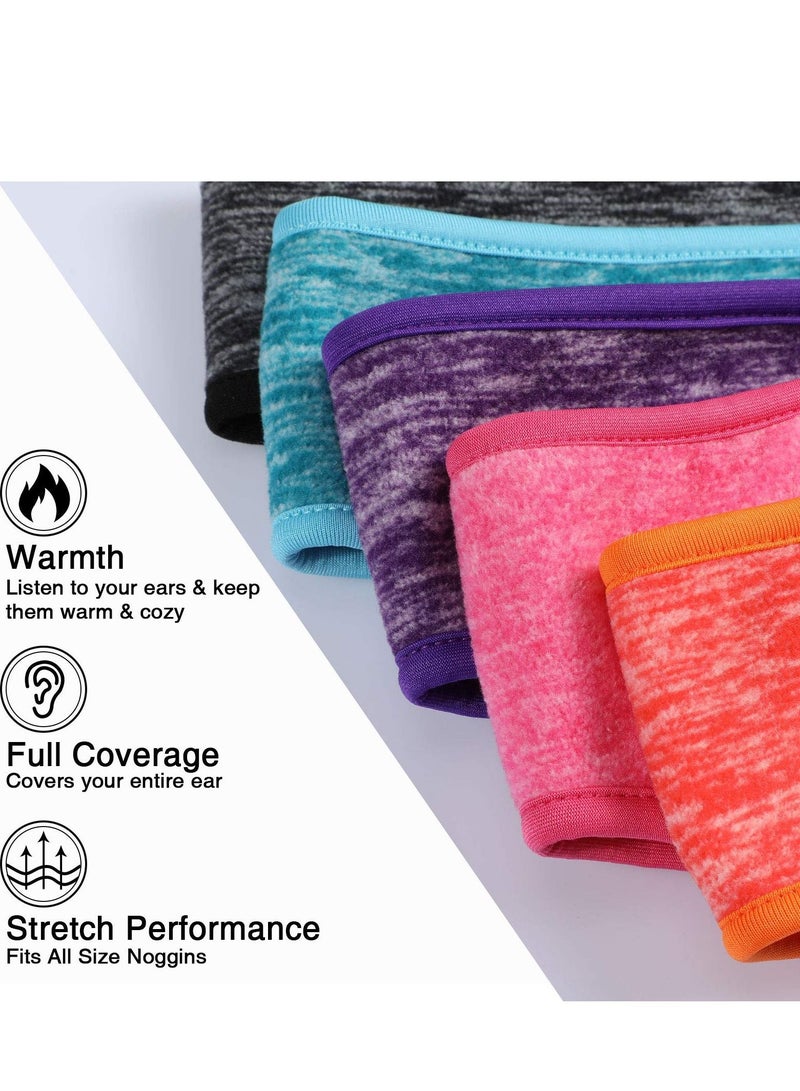 SYOSI 8 Pieces Ear Warmer Headbands with Buttons Fleece Muffs Headband Winter Running Sweatband Stretchy Cover Cold Weather Sports Earmuff for Women Men Cycling Skiing Jogging (Vivid Colors) - Image 2
