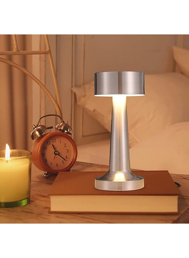 Padom Table Lamp,Modern Rechargeable Cordless Touch Sensor LED Desk lamp 3 Ways Dimming,with USB Cord for Bar Restaurant Bedroom Bedside Nightstand Lighting (SILVER) - Image 4
