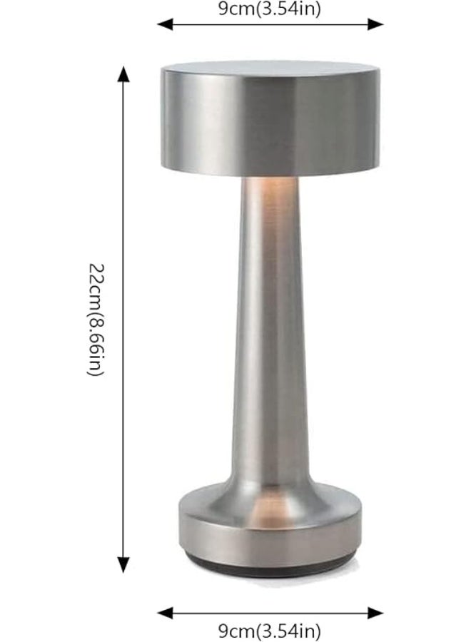 Padom Table Lamp,Modern Rechargeable Cordless Touch Sensor LED Desk lamp 3 Ways Dimming,with USB Cord for Bar Restaurant Bedroom Bedside Nightstand Lighting (SILVER) - Image 2