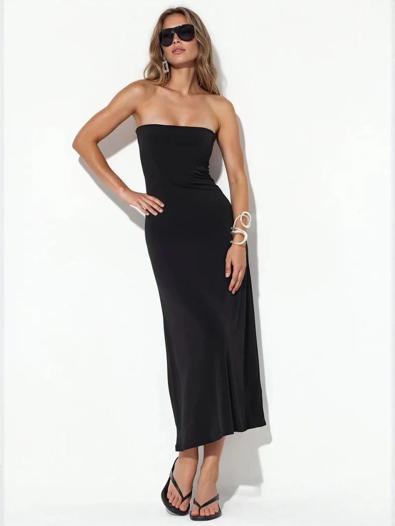Busem BUSEM Strapless Straight Maxi Dress With Slit