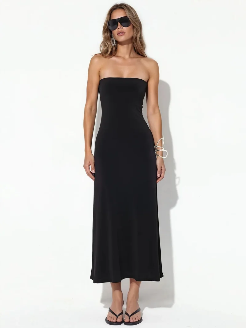 Busem BUSEM Strapless Straight Maxi Dress With Slit