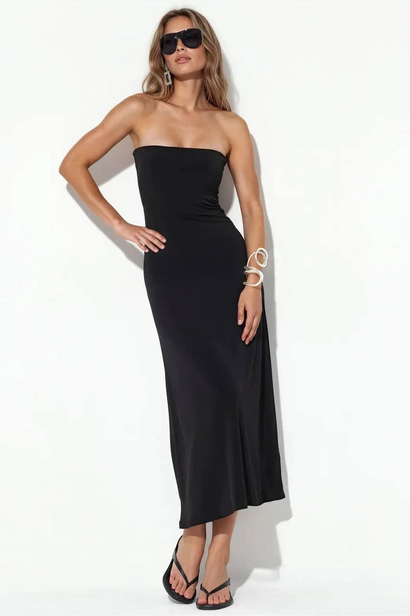 Busem BUSEM Strapless Straight Maxi Dress With Slit