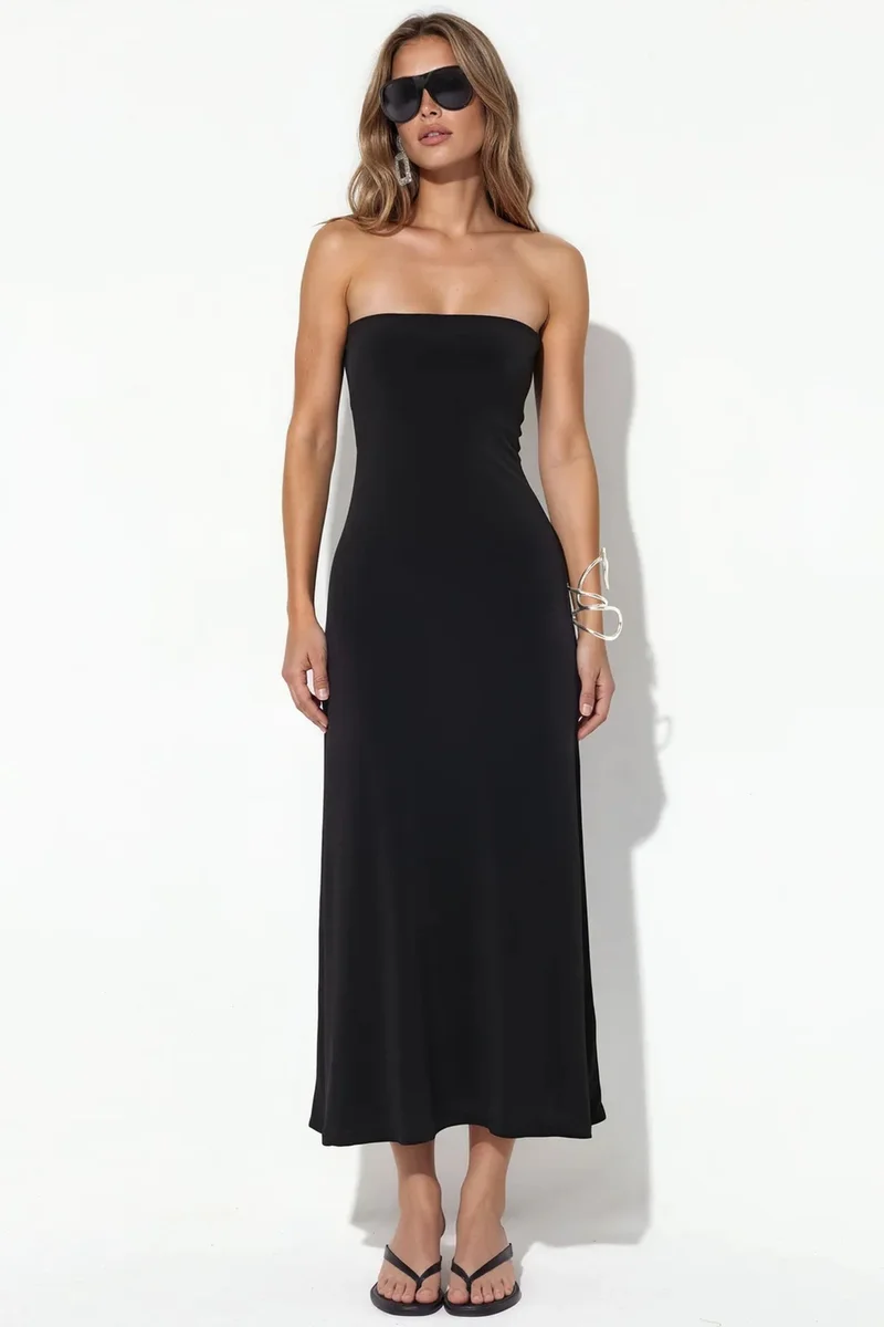 Busem BUSEM Strapless Straight Maxi Dress With Slit