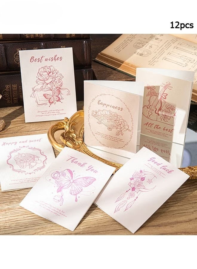 12 بطاقة معايدة أدبية قديمة، بطاقات معايدة بنقشة الورد، بطاقات معايدة بنقشة الكمان، بطاقات معايدة وردية، بطاقات معايدة للمعلمين والأصدقاء وزملاء الدراسة والزملاء، إلخ - Image 1