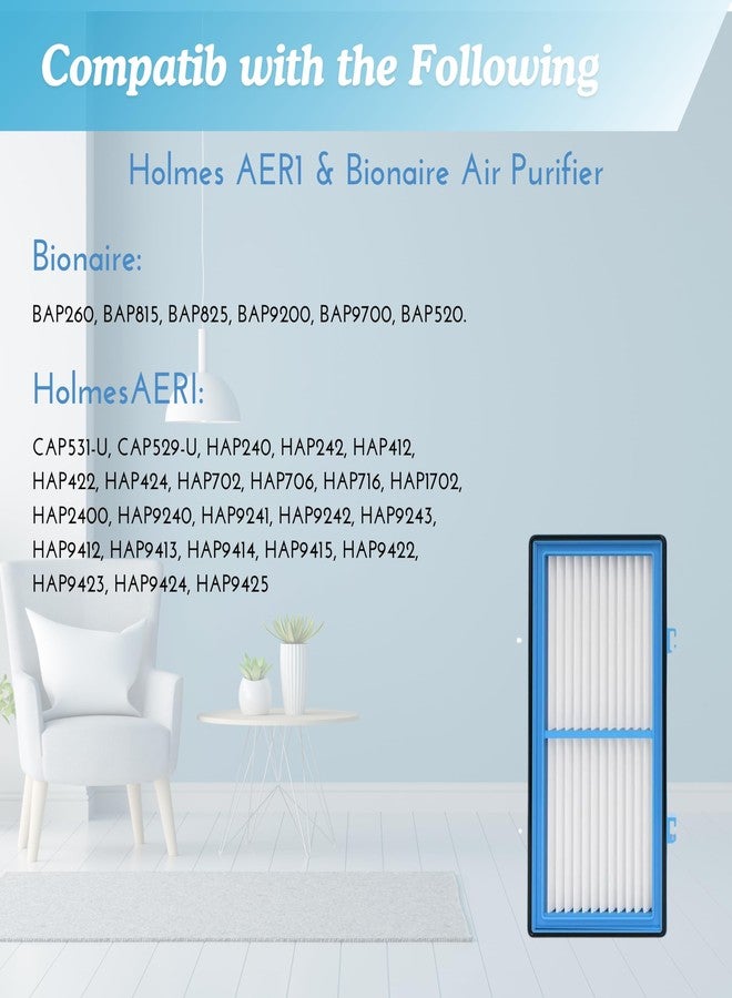 نيسبيرا فلتر Nispira AER1 بديل لجهاز تنقية الهواء Holmes HAPF30AT HAP242-NUC Total Air True HEPA، عبوة من 4 فلاتر، 1.2 × 10 × 4.6 بوصة - Image 5