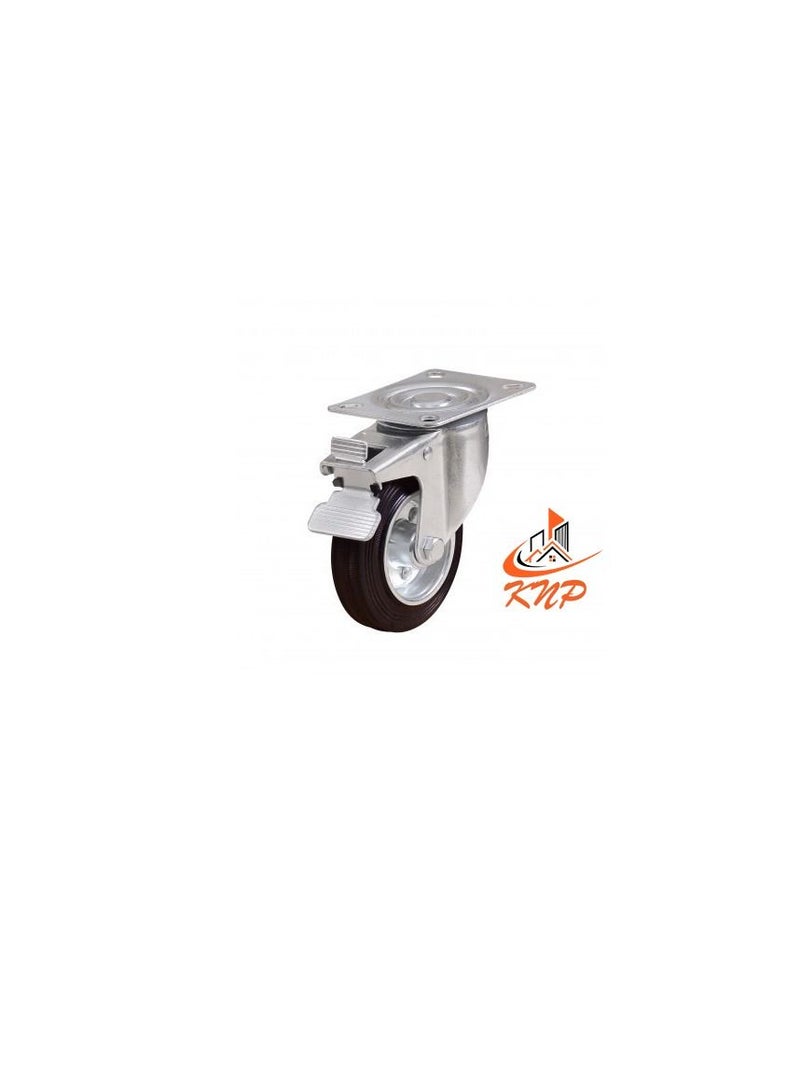 KNP Caster Wheel Rubber 8" Swivel With Break - Image 3