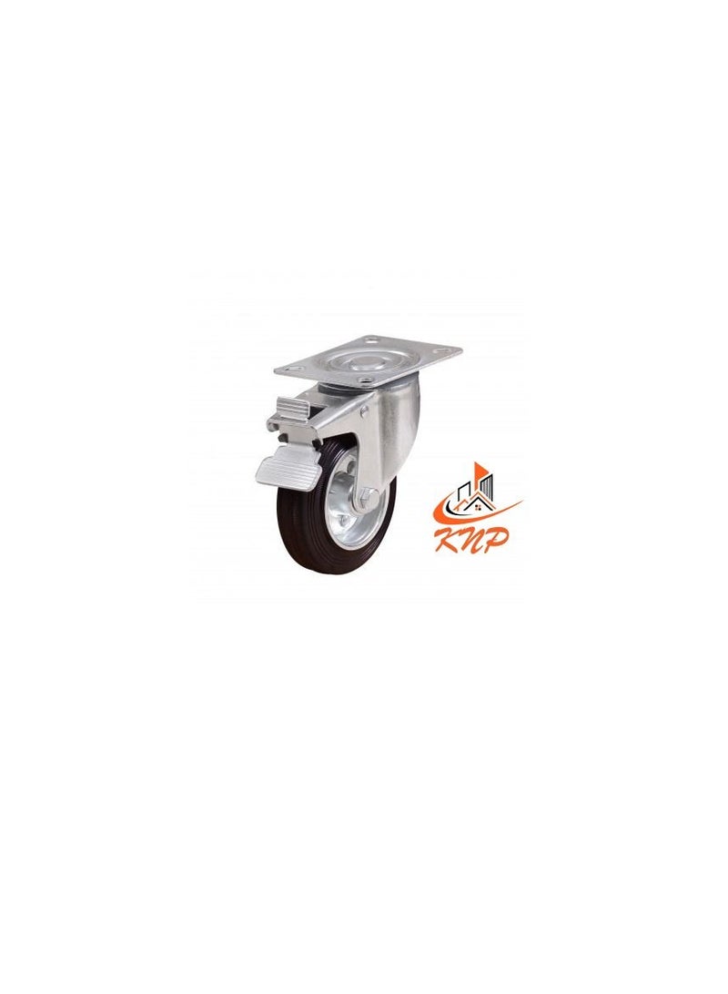 KNP Caster Wheel Rubber 8" Swivel With Break - Image 1