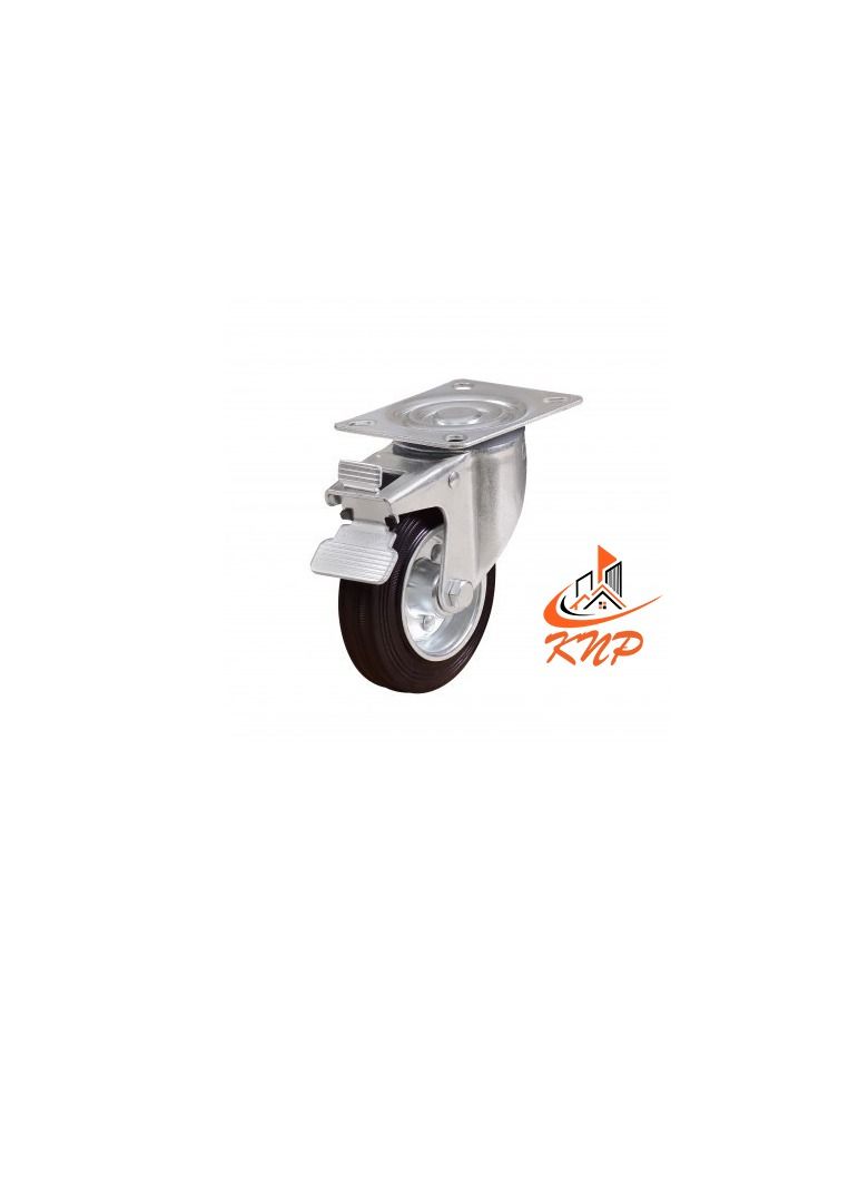 KNP Caster Wheel Rubber 8" Swivel With Break - Image 2