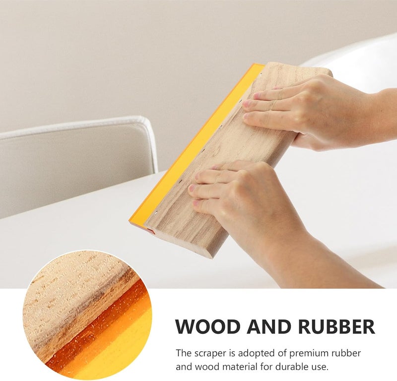 Lurrose Screen Printing Squeegee Wooden Ink Scraper 24cm Sturdy Rubber Blade for Silk Screen Printing Arts and Crafts - Image 3