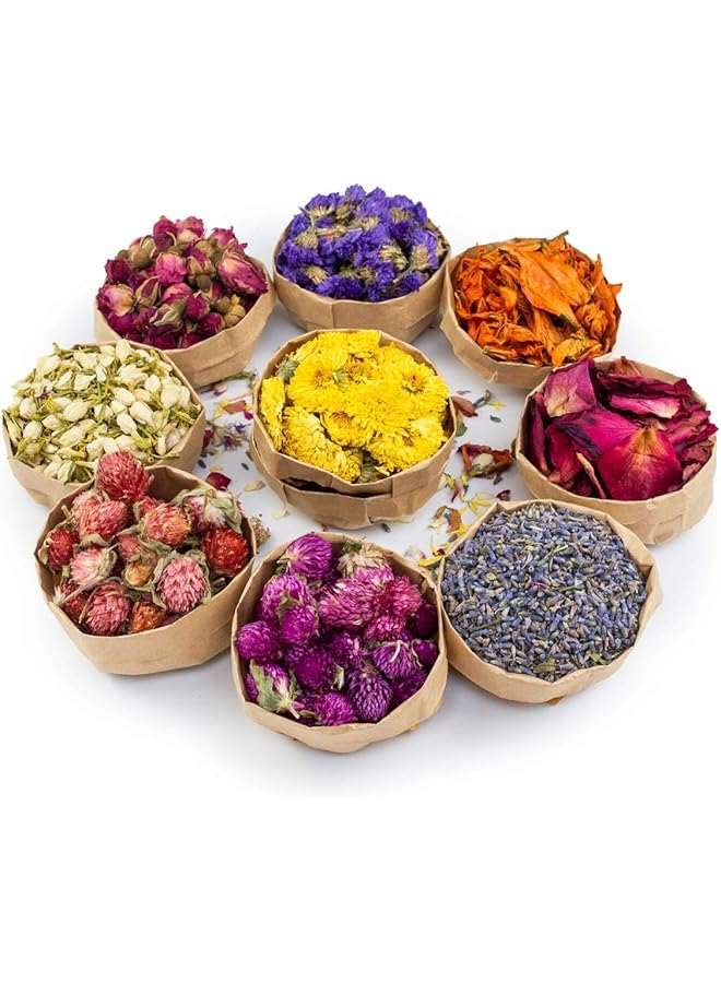 erorex Natural Dried Flower- Gift Box - Floral Kit for Soap, Candle, Resin Jewelry Making, Bath, Nail, Decoration - Rosepetals, Rosebuds, Lavender, Jasmine, Gomphrena, Chrysantherum  - Image 1