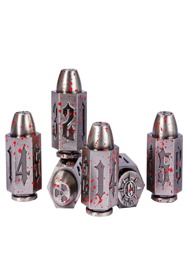 CRITALLIC Bullet Dice Set of 6 Pieces D6 Dice, 6 Sized Die for Dungeons and Dragons Role Playing Games/DND Accessories Gifts (Bloodstained) - Image 2