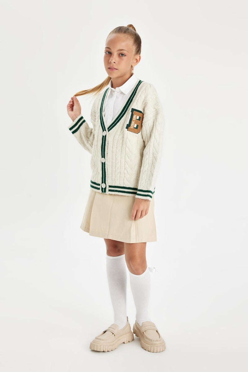 DeFacto Beige Girl Girl Pleated Gabardine Skirt Casual - Image 2