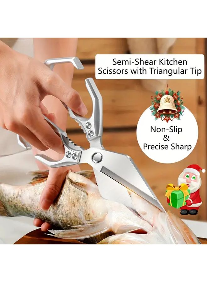 3pcs Heavy Duty Kitchen Shears Set With Sharpener And Melon Scraper - Image 1