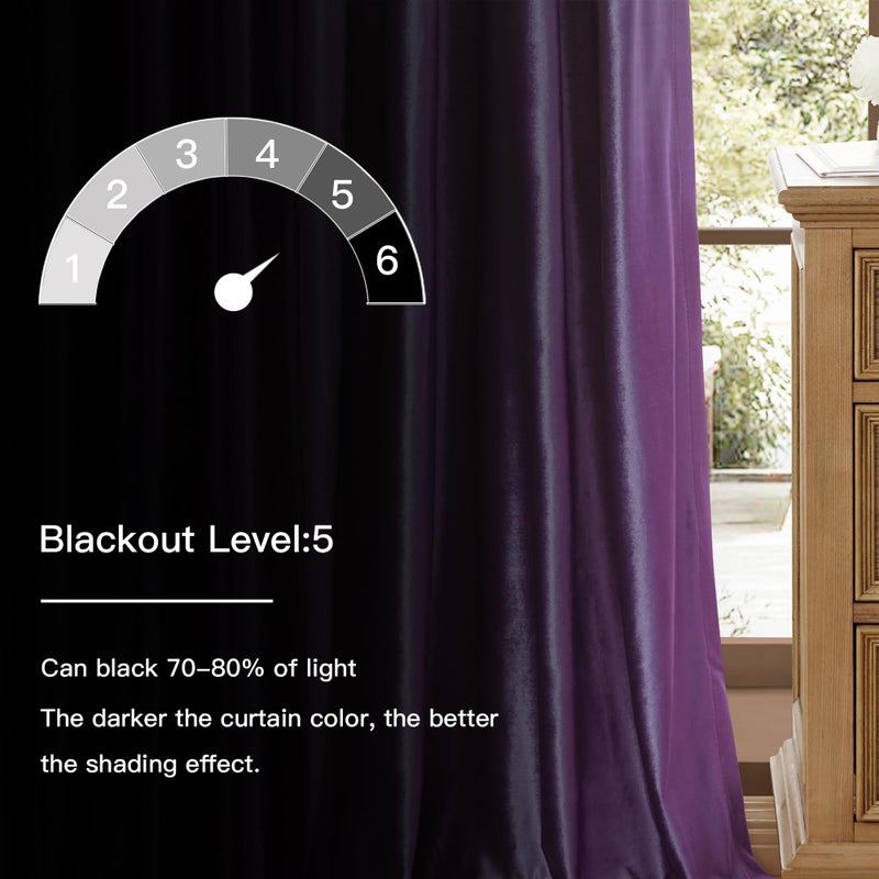 BULBUL Violet Velvet Curtains 84 inches Luxury Elegant Purple Living Room Curtain Modern Light Filtering Thermal Insulated Soundproof Privacy Room Darkening Drapes for Classical Bedroom Set of 2 - Image 3