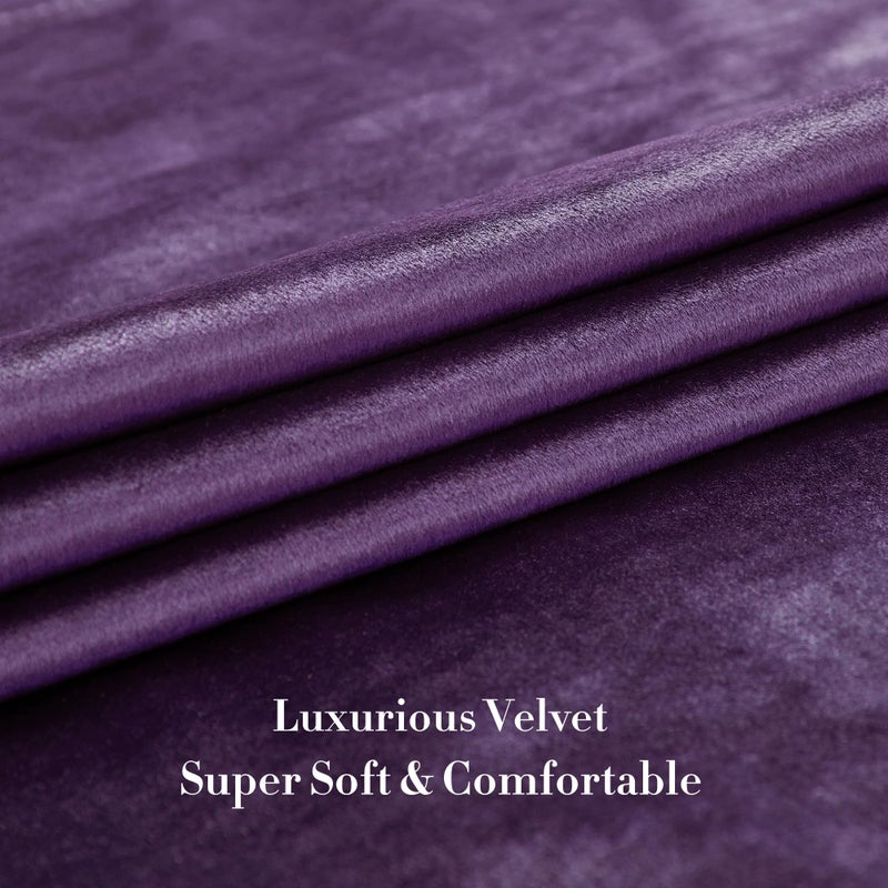 BULBUL Violet Velvet Curtains 84 inches Luxury Elegant Purple Living Room Curtain Modern Light Filtering Thermal Insulated Soundproof Privacy Room Darkening Drapes for Classical Bedroom Set of 2 - Image 5