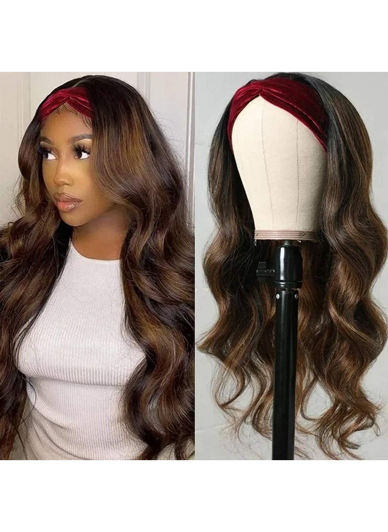 Julia Hair Julia Hair Ombre FB30 Colored Body Wave Headband Wig Human Hair Wigs for Women Brazilian Balayage Blonde Highlight Wavy Wigs Wear And Go None Lace Human Hair Wigs 150% Density 18inch 