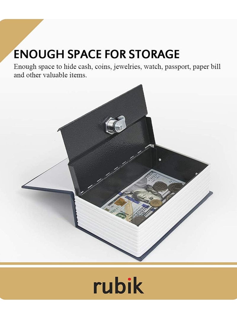 Rubik Small Book Safe with Key Lock Home Dictionary Diversion Book Size 18.5 x 11.5 x 5.5cm (Navy Blue)  - Image 2
