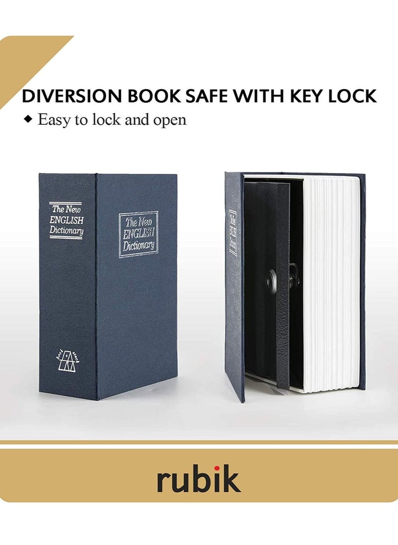 Rubik Small Book Safe with Key Lock Home Dictionary Diversion Book Size 18.5 x 11.5 x 5.5cm (Navy Blue)  - Image 3