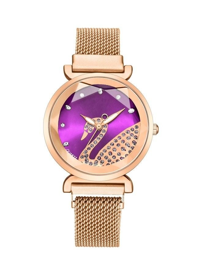 إيلانوفا ساعة يد بعقارب وسوار من الاستانلس ستيل طراز EL60RG للنساء - Image 1