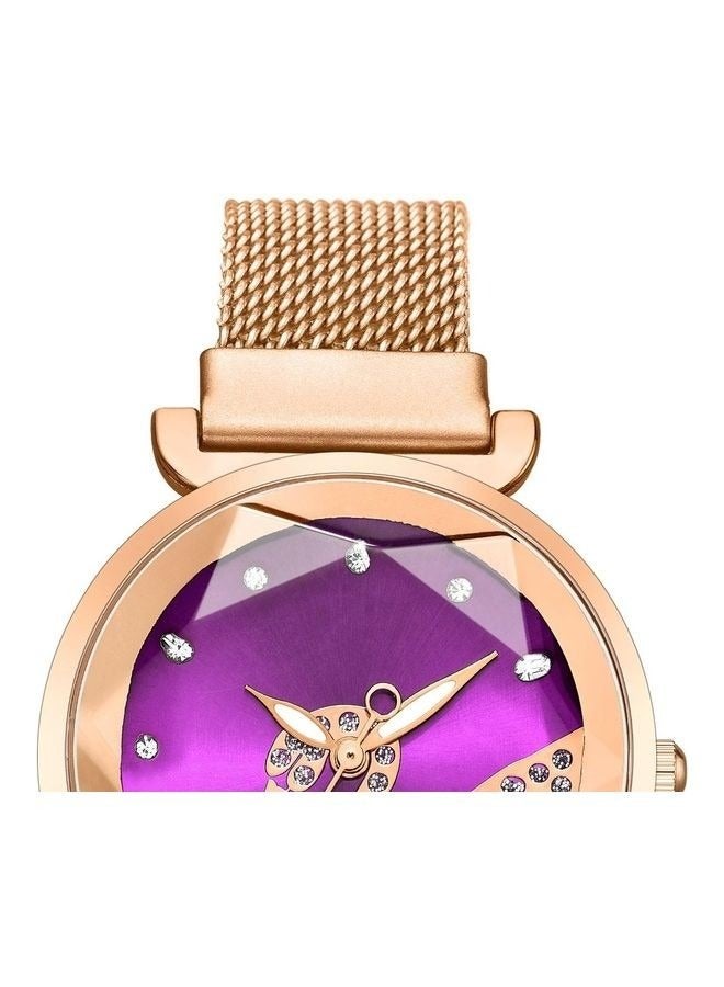 إيلانوفا ساعة يد بعقارب وسوار من الاستانلس ستيل طراز EL60RG للنساء - Image 3