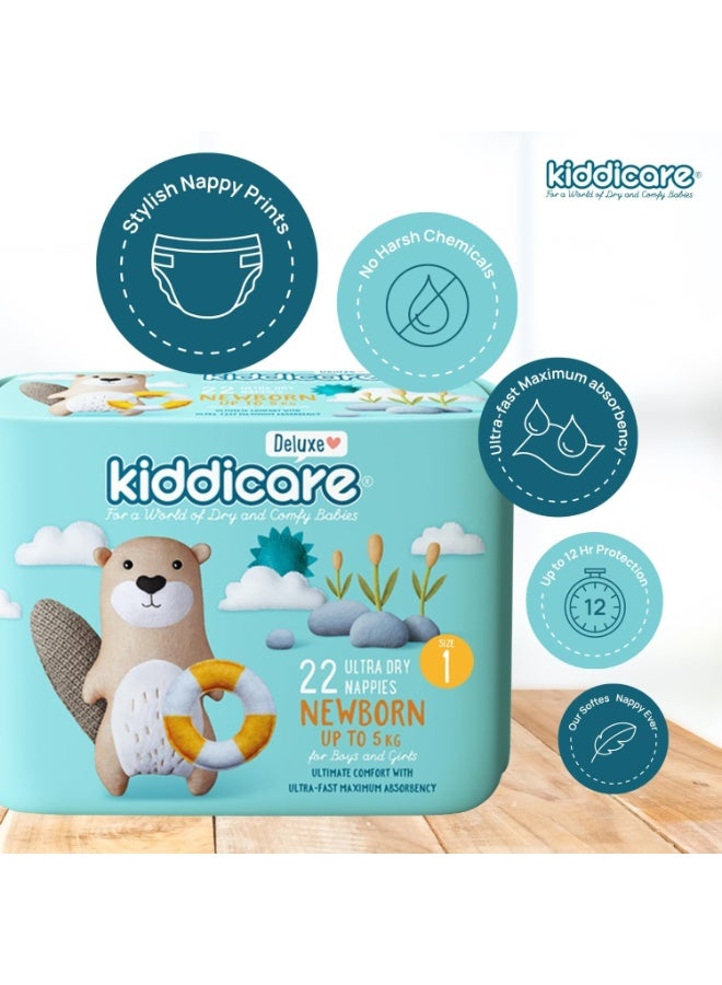 Kiddicare Deluxe New Born Baby Diaper Nappy Pant Size 1 Upto 5 Kg Ultra Fast High Absorbency 22 Pcs - Image 5