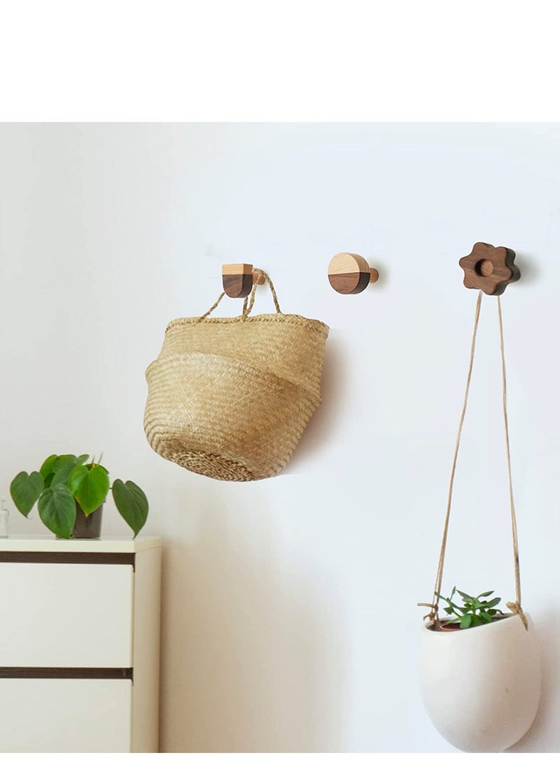 SYOSI - Wood Wall Hooks, Natural Cute Biscuit Coat Hooks, Boho Wall Mounted,Hanging Rack for Hanging Coat, Scarf, Bag, Towel, Clothes, Short Sleeve ,Shirt Suit, Hats and More 5PCS - Image 1