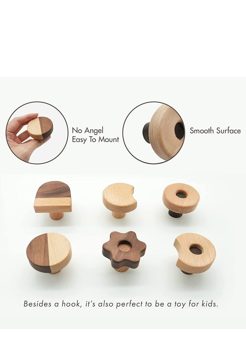 SYOSI - Wood Wall Hooks, Natural Cute Biscuit Coat Hooks, Boho Wall Mounted,Hanging Rack for Hanging Coat, Scarf, Bag, Towel, Clothes, Short Sleeve ,Shirt Suit, Hats and More 5PCS - Image 1