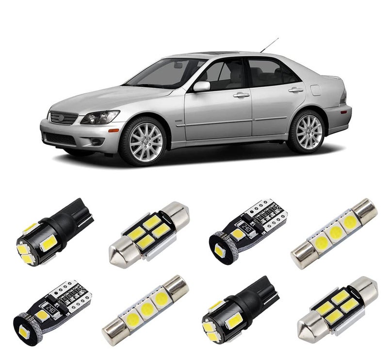 مجموعة أضواء LED الداخلية البيضاء من BRISHINE لسيارات لكزس IS200 IS300 2001 2002 2003 2004 2005 فائقة السطوع 6000K