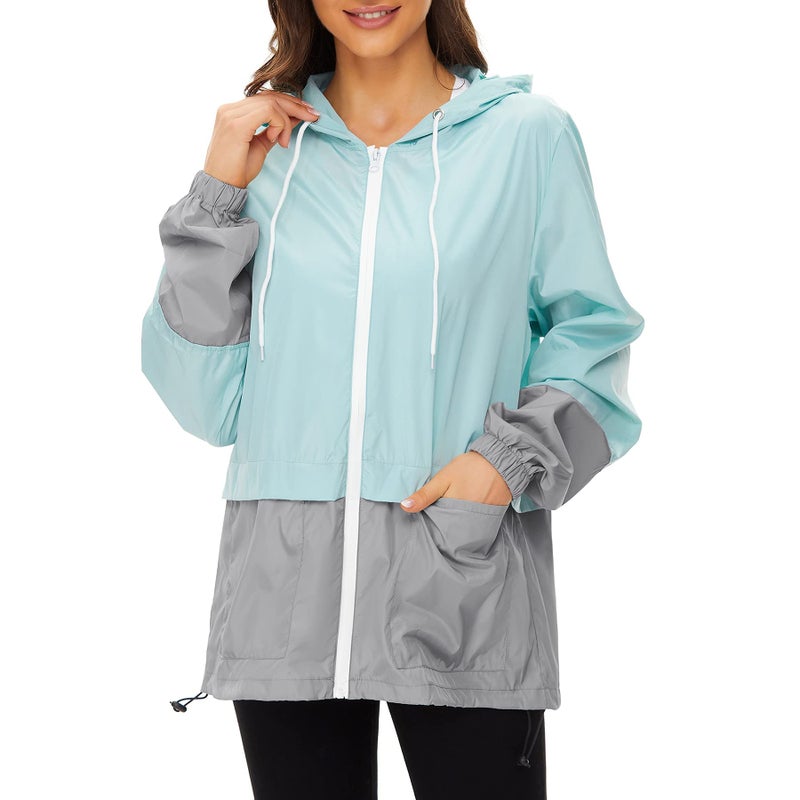 Zando Womens Rain Jacket with Hood - Packable Raincoat for Women Lightweight Rain Jacket Women Waterproof Windproof Windbreaker for Outdoor Travel Hiking Commute Walk Gifts Mint Green XL - Image 1