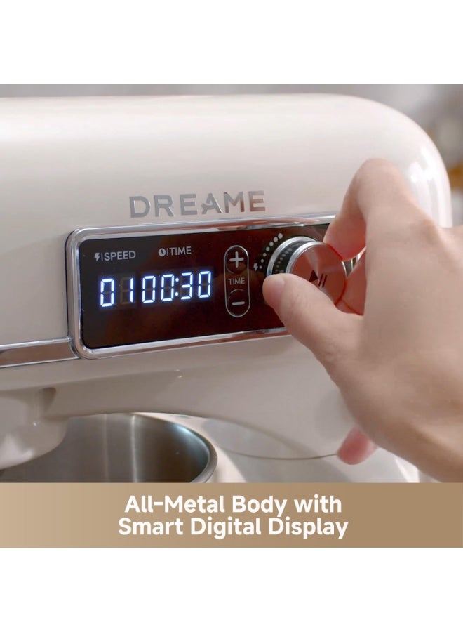 Dreame BioKnead™ Stand Mixer MX60, 6L Electric Stand Mixer 600W DC Motor, Dual-Hook Bionic Kneading System, 12-Speed Control, All-Metal Body with Digital Display, Includes Dough Hook Whisk Beater 6 L 600 W SM6002 Cream - Image 2