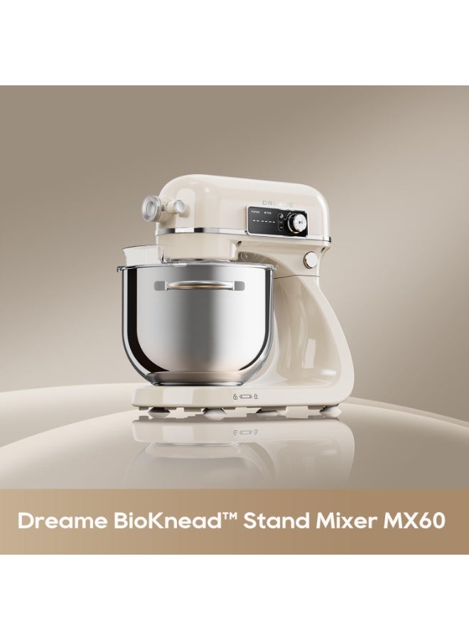 Dreame BioKnead™ Stand Mixer MX60, 6L Electric Stand Mixer 600W DC Motor, Dual-Hook Bionic Kneading System, 12-Speed Control, All-Metal Body with Digital Display, Includes Dough Hook Whisk Beater 6 L 600 W SM6002 Cream - Image 1