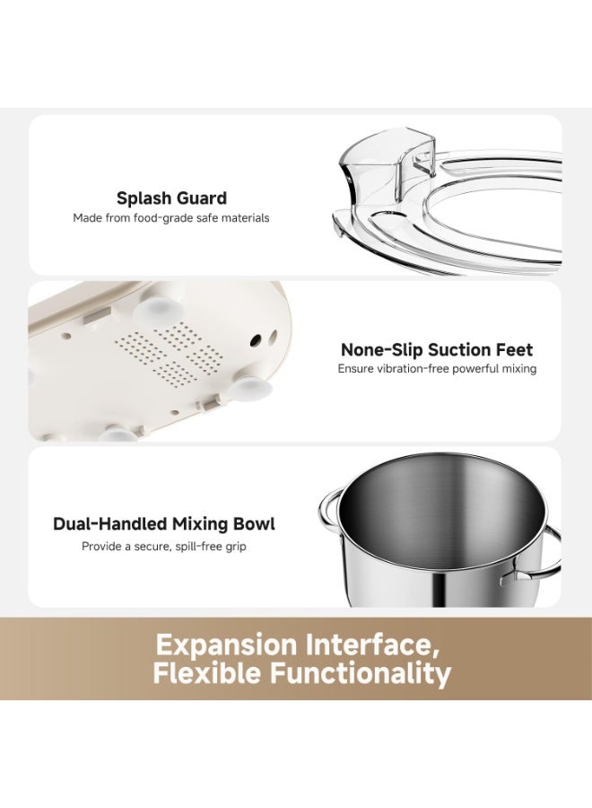 Dreame BioKnead™ Stand Mixer MX60, 6L Electric Stand Mixer 600W DC Motor, Dual-Hook Bionic Kneading System, 12-Speed Control, All-Metal Body with Digital Display, Includes Dough Hook Whisk Beater 6 L 600 W SM6002 Cream - Image 3