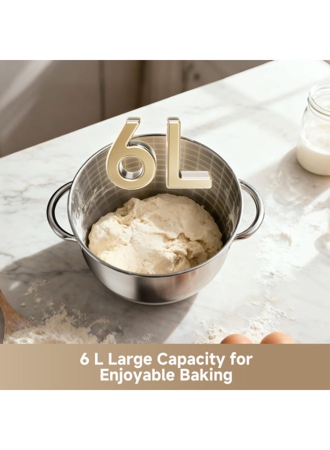 Dreame BioKnead™ Stand Mixer MX60, 6L Electric Stand Mixer 600W DC Motor, Dual-Hook Bionic Kneading System, 12-Speed Control, All-Metal Body with Digital Display, Includes Dough Hook Whisk Beater 6 L 600 W SM6002 Cream - Image 4
