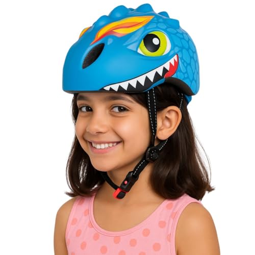 Jern 3D Dinosaur Kids Bicycle Helmet Adjustable Strap, Small Size (Blue) (3-8 Year) - Image 1