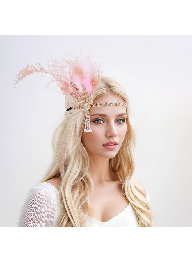 تونج كلاود عصابة رأس من الريش من عشرينيات القرن العشرين، عصابة رأس من الريش من عشرينيات القرن العشرين، عصابة رأس من الريش من عشرينيات القرن العشرين (وردي) - Image 1