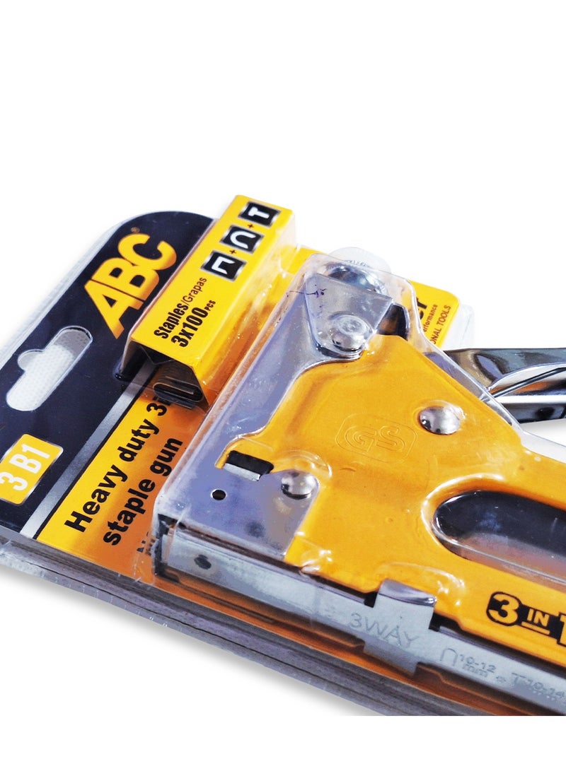 ABC 3 in 1 Powerful Multi-Purpose Hand Stapler, for fixing wood, plastic, fabric, leather, supports 3 types of staples (U, T, D), ideal for use in woodworking shops or home, durable and professional design - Image 2