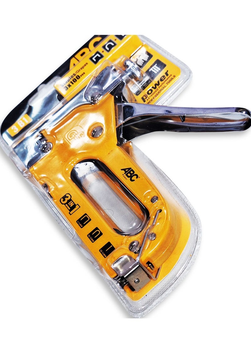 ABC 3 in 1 Powerful Multi-Purpose Hand Stapler, for fixing wood, plastic, fabric, leather, supports 3 types of staples (U, T, D), ideal for use in woodworking shops or home, durable and professional design - Image 3