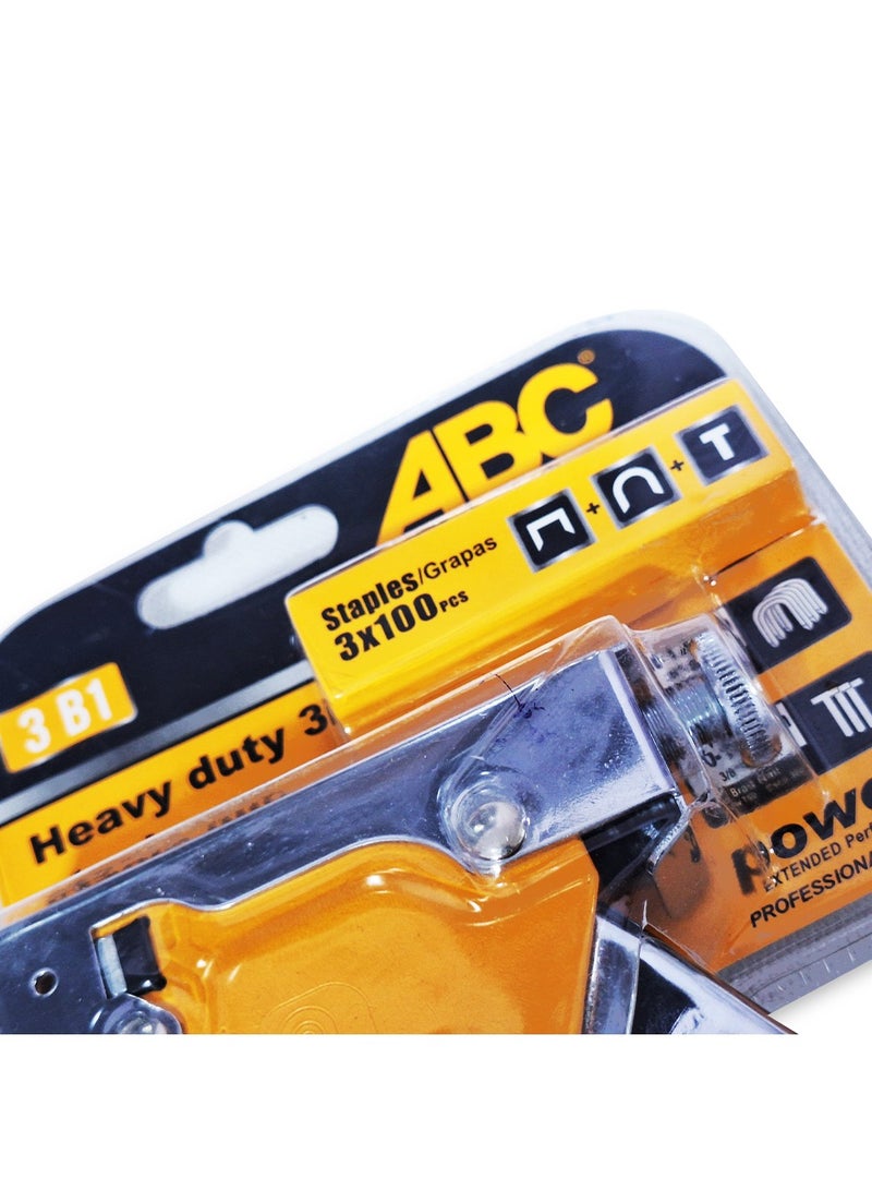 ABC 3 in 1 Powerful Multi-Purpose Hand Stapler, for fixing wood, plastic, fabric, leather, supports 3 types of staples (U, T, D), ideal for use in woodworking shops or home, durable and professional design - Image 4