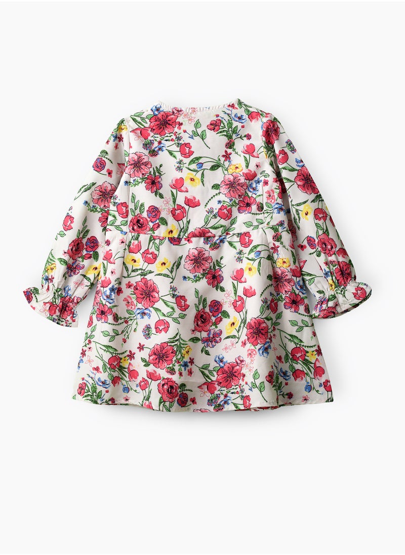 Jelliene Girls Floral Long Sleeve Tassel Tie Dress  - Image 2