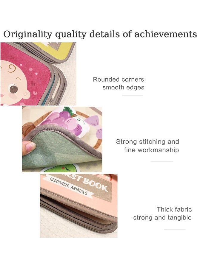 Peachjoy كتاب مشغول للأطفال الصغار، كتب قماش ناعمة، كتب للأطفال، كتاب هادئ لعبة مونتيسوري، كتاب نشاط ناعم للتعلم المبكر، كتب تفاعلية للأطفال الصغار والرضع، كتب مشغولة حسية - Image 4