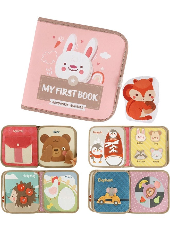 Peachjoy كتاب مشغول للأطفال الصغار، كتب قماش ناعمة، كتب للأطفال، كتاب هادئ لعبة مونتيسوري، كتاب نشاط ناعم للتعلم المبكر، كتب تفاعلية للأطفال الصغار والرضع، كتب مشغولة حسية - Image 1